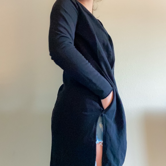 (H&M divided) black long sleeve long zip up jacket /cardigan - Picture 4 of 8